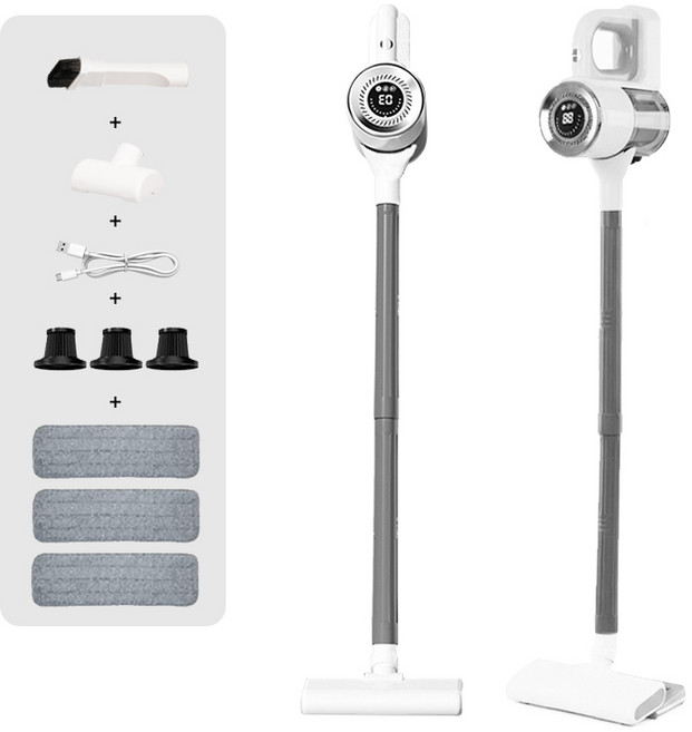 15000Pa 물걸레겸용 무선 진공청소기 다기능 핸디청소기 차량 가정용 1.5kg 초경량, 화이트(필터 3P+걸레 3P)