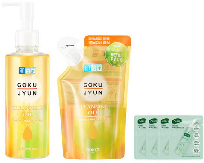 하다라보 고쿠쥰 클렌징 오일 200ml+리필팩 180ml (+아크네스 클렌징오일2mlx4개 ), 1개, 200ml