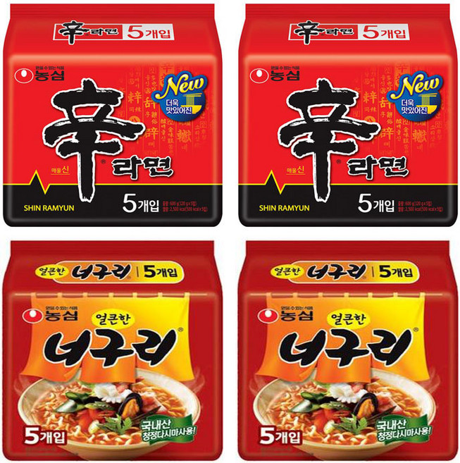 (올따옴)농심너구리얼큰한맛 10개 +농심 신라면 10개, 20개