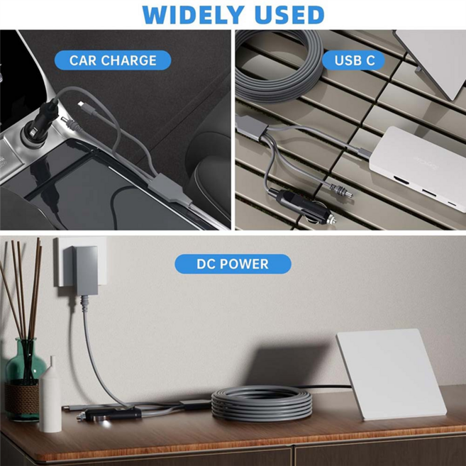 스타링크 미니용 APPLIA-3 in 1 케이블 USB C-DC 전원 12V-24V 차량용 18AWG, 01 Gray 6.5ft