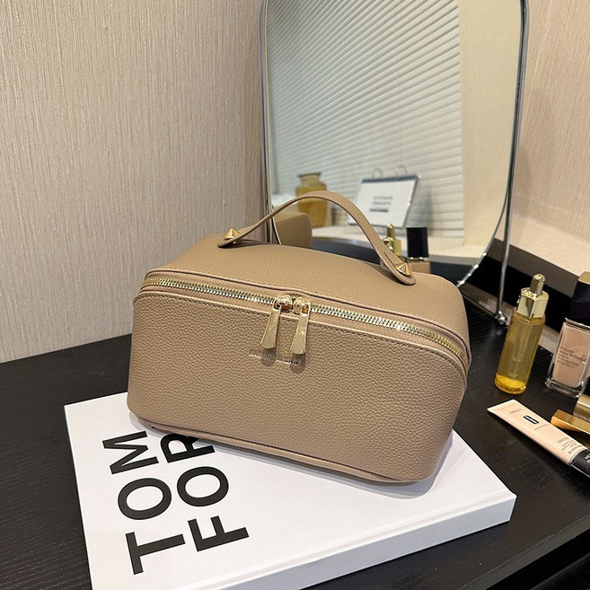 퍼스트픽 대용량 분리수납 화장품 파우치 고급 가죽 여행용 메이크업 가방