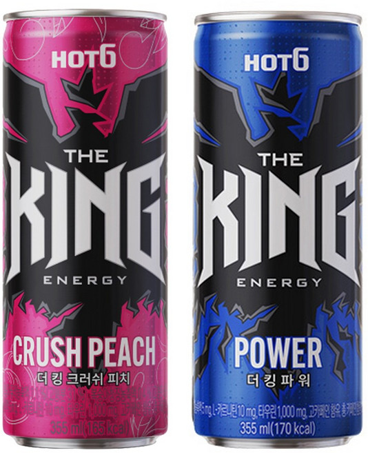 핫식스 더킹 355ml 크러쉬 피치 12캔+파워 12캔, 1세트
