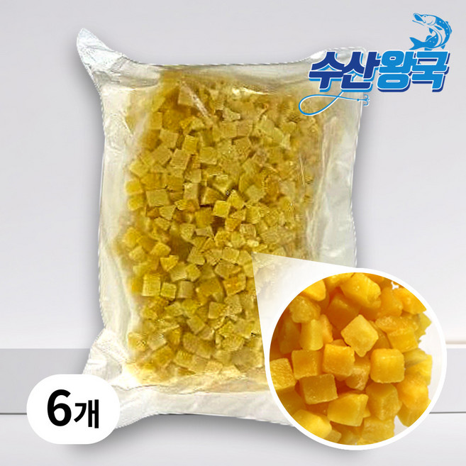 수산왕국 냉동 황도 복숭아 다이스 큐브, 6개, 1kg