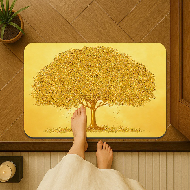 룰루홈 규조토 발매트 욕실 화장실 주방 재물운 금전운, 황금나무 돈나무