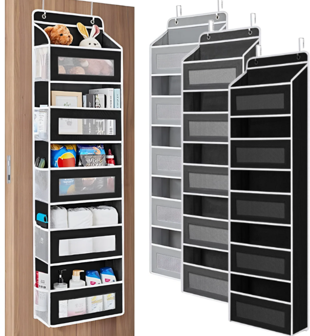 말끔당 문 뒤에 걸수 있는 5단 정리 수납함, 블랙, 1개