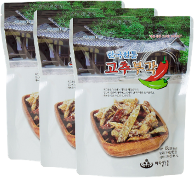 바다샘식품 짜지않고 맛있는 고추부각 40g, 3개