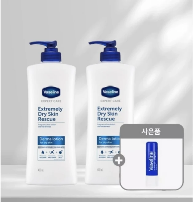 바세린 더마 로션 익스트림리 드라이 스킨 레스큐, 400ml, 2개 - 쿠팡
