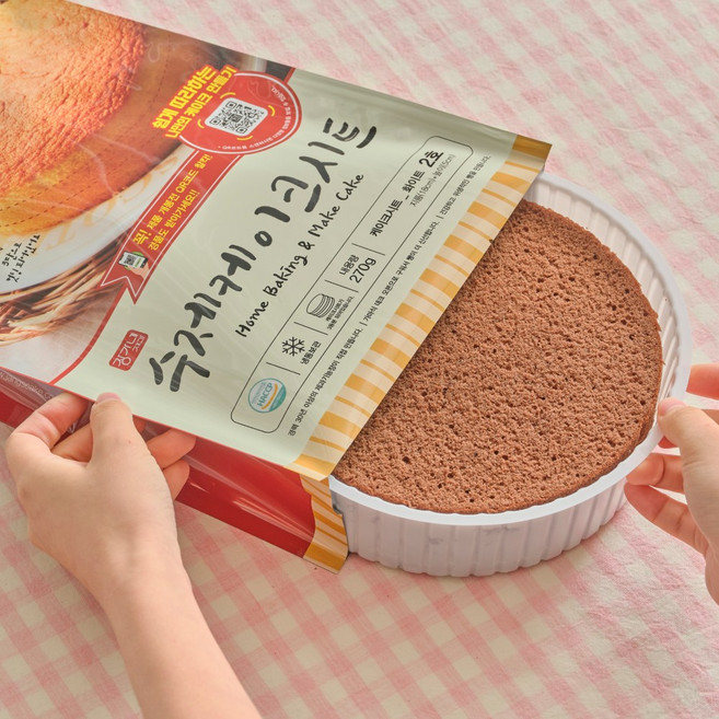 장가네제과 수제 케이크시트 (초코/2호) [노오븐 케이크만들기 홈베이킹 DIY케이크], 1개, 270g