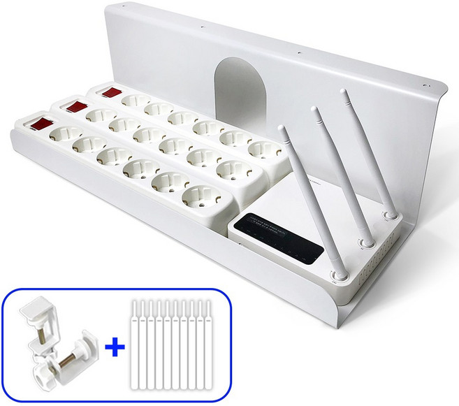 슈파듀파픽 C 슈파 이지업 몬스터 무타공 멀티탭 선반 거치대 전선 정리함, 화이트, 1개