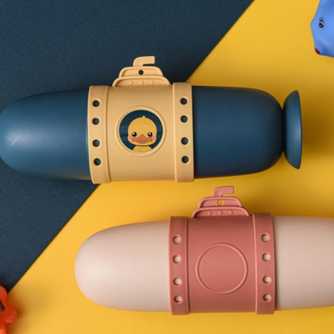 예쁜 잠수함 칫솔 치약 보관 함 휴대용 케이스 핑크, 1개