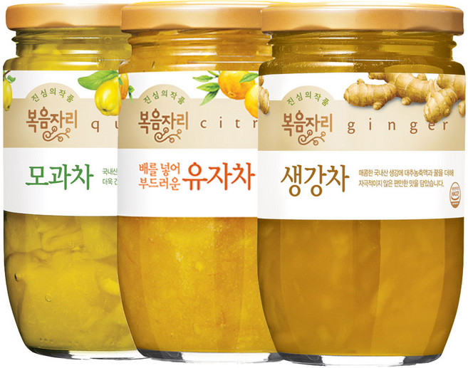 [복음자리] 생강차 470g + 모과차 480g + 유자차 480g 국산 생강 모과 유자