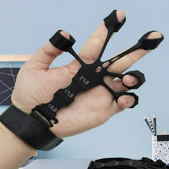 리브온 손가락 운동기구 핑거 트레이너 악력 강화 재활 근력기, 블랙, 1개