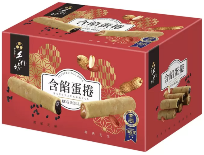 千坊 含餡蛋捲禮盒 芝麻花生口味 480g, 1箱