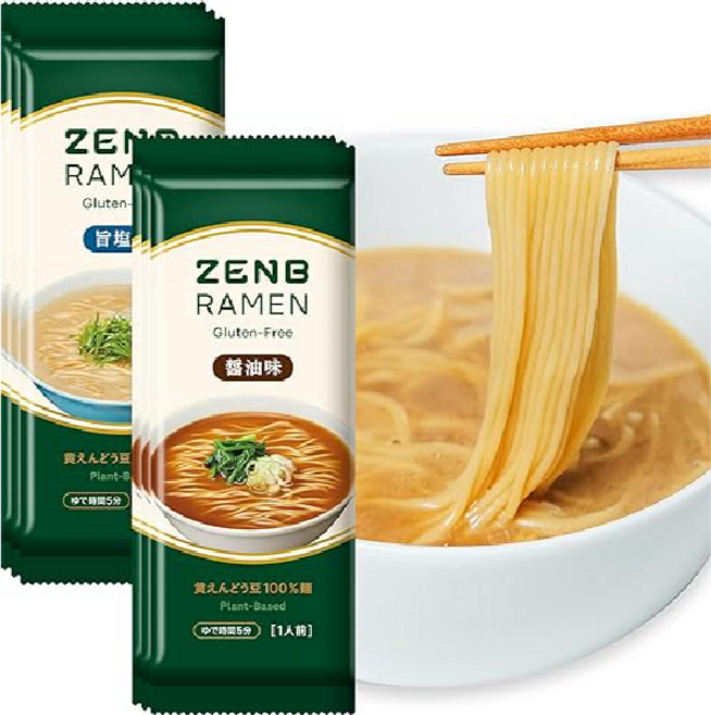 ZENB 젠부 글루텐프리 콩라면 저탄수 식이섬유 쇼유라멘 3개 + 시오라멘 3개 세트, 6개