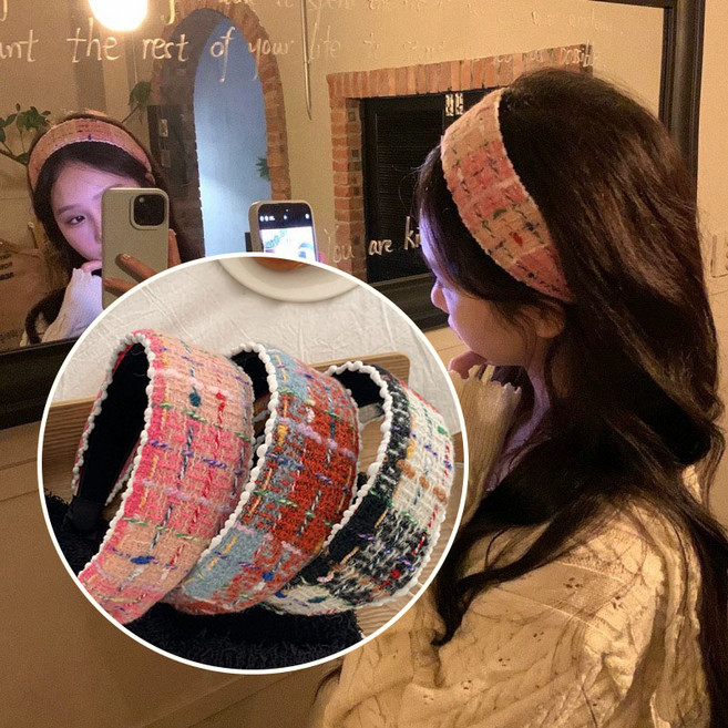 ZMBIRD 3종세트 컬러 트위드 와이드 헤어밴드 가을겨울 H745