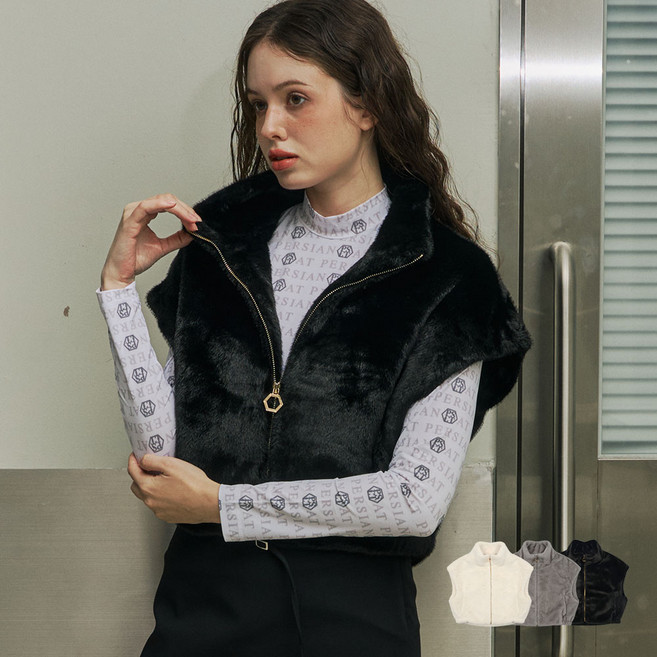 페르시안캣 퍼 밍크 여성용 베스트