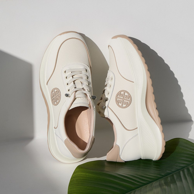 제이슈 소가죽 프릿 플랫폼 밴드 스트링 스니커즈 5cm