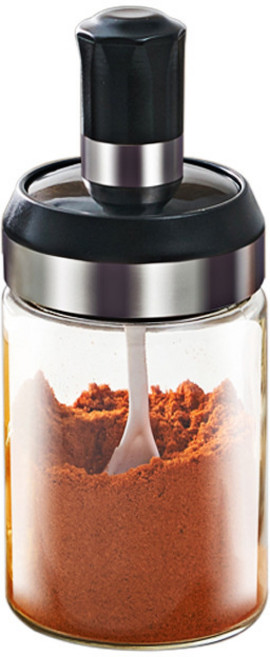 DFMEI.양념통.Seasoning can.--주방용품 호텔 방습양념병 스푼 뚜껑 일체형 밀폐 염통양념병꿀양념병양념병, DFMEI강철 코일 조미료, 1개