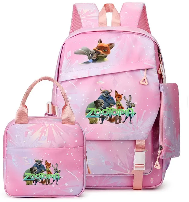 올스토어 만화 Zootopia 2 배낭 3pcs 세트 소년 소녀를위한 경량 소프트 백 학교 가방 십대 노트북, 04 same as picture