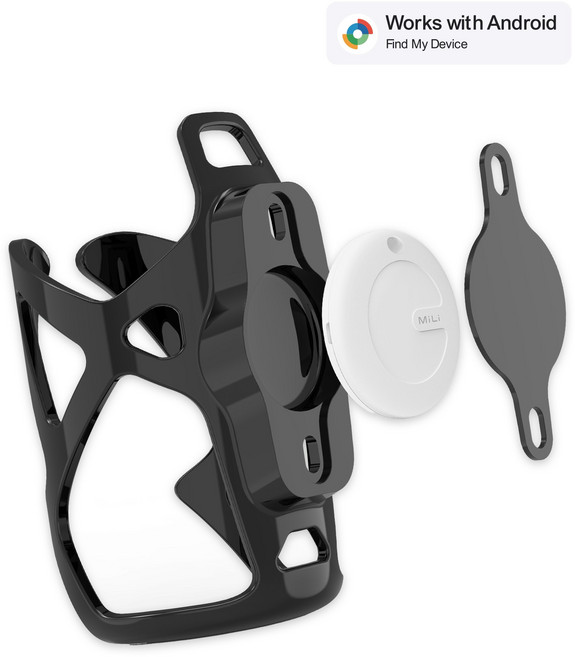 MiLi 미태그 자전거 위치추적 물통 케이지 거치대 갤럭시 전용 스마트태그 도난 분실방지, 안드로이드, 미태그(블랙), 1개, 자전거 물통, 블랙