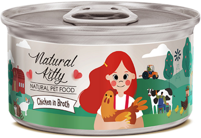 고양이 간식 내추럴키티 내추럴 캔 80g x 12개 습식캔, 치킨