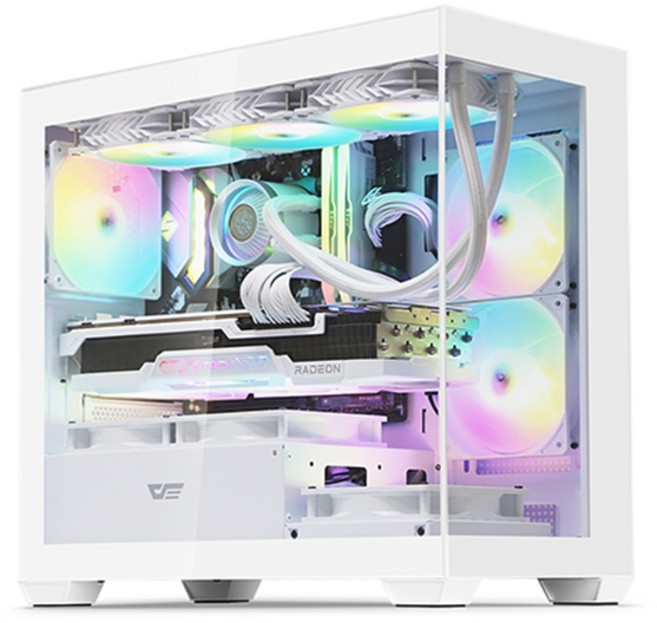 다크플래쉬 darkFlash DS900M RGB 강화유리 미니타워 컴퓨터 PC 케이스 (화이트), 1개