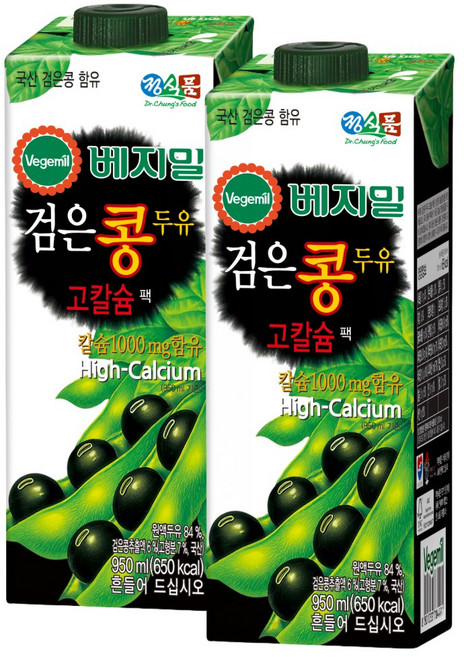 베지밀 검은콩 두유 고칼슘, 950ml, 4개
