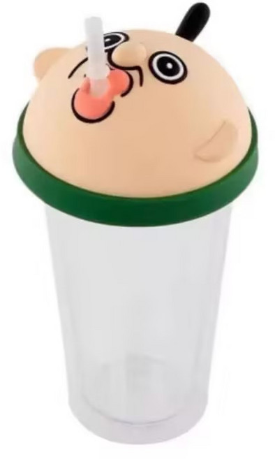 [신상 ] 밀크카 빵빵이 플라스틱 물컵 추상적인 투명 빨대 물병, 1개, 500ml