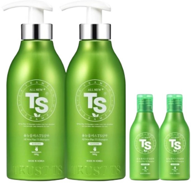 TS올뉴플러스샴푸 500g2개&TS올뉴플러스샴푸 100g2개&TS저스트샴푸 6g4개, 6g, 4개