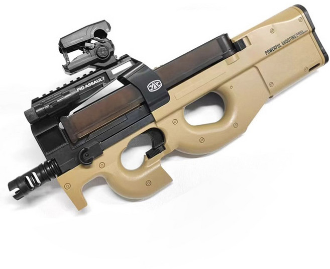 UB 수정탄 듀얼 모드 전동건 5종 젤탄 자동연사 조준경 소음기, P90, 1개, 샌드