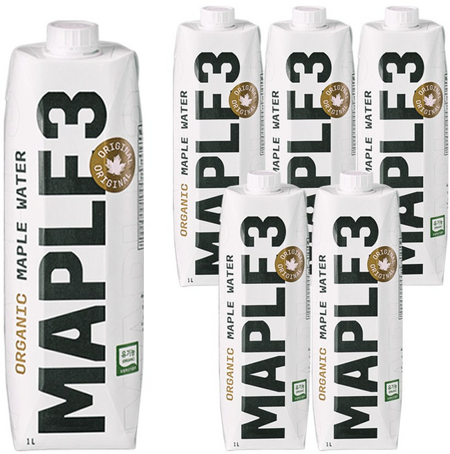 메이플3 캐나다산 퀘백 유기농 메이플 워터, 1L, 6개