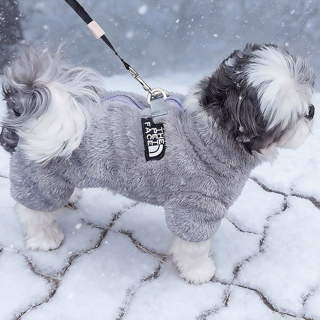 강아지 소프트 후리스 따뜻한 올인원 점퍼 [하네스고리장착], 1개, 연한베이지