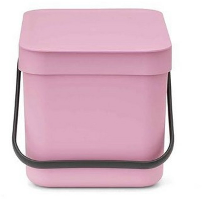 Brabantia Sort & Go Recycle Bin 1.6 Gallon/6L (Soft Beige) Countertop Container with Handle Kitc, Lilac Pink