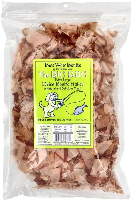 Cat-Man-Doo 보우 워가다이토 빅 백 엑스트라 라지 말린 가다랑어 플레이크 반려견용 114g(4oz) Cat-Man-Doo (캣만두), Cat-Man-Doo (캣만두) Cat-Man-Doo,, 114g, 1개 - 쿠팡