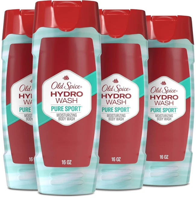 올드 스파이스 Old Spice 모이스처라이징 포맨 퓨어 스포츠 향 바디 워시, 4개, 473ml - 쿠팡