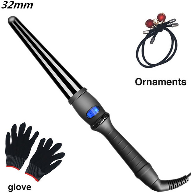 LCD 컬러 디스플레이가 있는 배꽃 아이언 모양 원뿔형 컬링 싱글 세라믹 글레이즈 튜브, 표준 한국 표준 연합, 32mm
