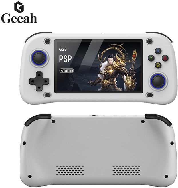 Geeah 게임기 15000종 고전게임 4.3인치 IPS 고화질 휴대용게임기 한글 인터페이스, 흰색