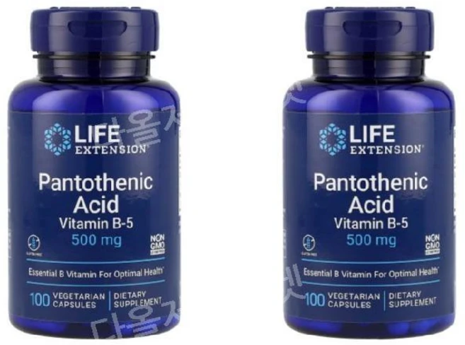 라이프익스텐션 판토텐산 비타민B-5 500mg 베지캡슐 100정, Life Extension 라이프 익스텐션 판토텐산 비, 2개 - 쿠팡