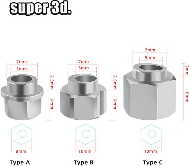 오픈빌드용 편심 스페이서 칼럼 절연 V 슬롯 휠 5mm 나사 너트 3D 프린터 DIY 부품 V 휠 편심 칼럼, 10pcs_Type C, 6.10pcs - Type C, 01 Type C