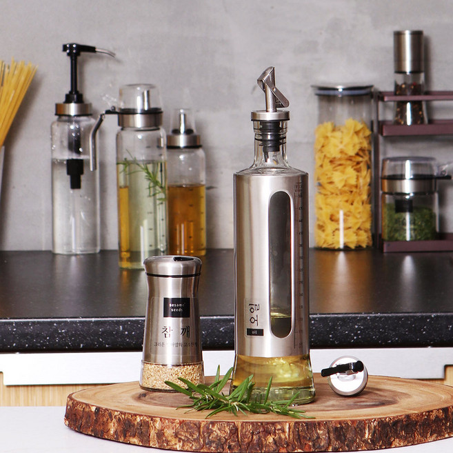 [이우아여사] 더 쉐프 내열유리 304스텐 양념병 오일병 라벨스티커 모음, 09_스푼일체형 양념통 스푼 (CRO0026), 1개