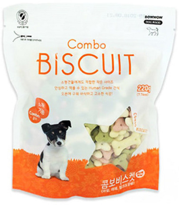 바우와우 비스켓 콤보 220g, 1개, 딸기 + 바나나 + 시금치 + 우유  혼합맛