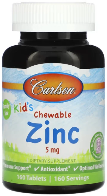 칼슨 키즈 츄어블 아연 천연 혼합 베리 5mg 160정, 1개 - 쿠팡