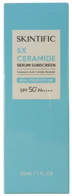 SKINTIFIC 5X神經醯胺保濕防曬乳 SPF50 PA++++ 臉部身體適用, 1個, 防曬乳, 30ml
