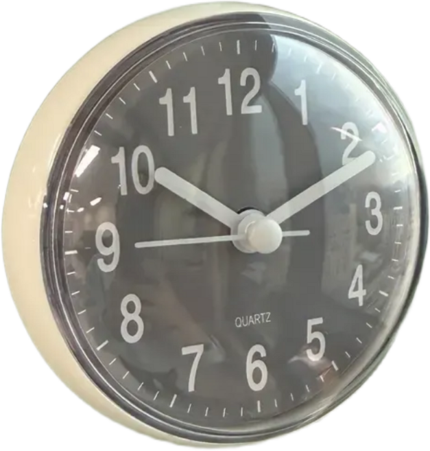 쉼표 욕실방수시계 무소음 흡착식, 그레이, 1개