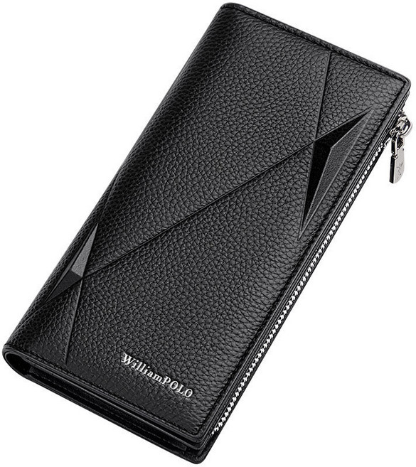 Williampolo 英皇保羅 長款錢包 大容量拉鍊多卡位防盜刷頭層牛皮長錢夾 钱包男 長款皮包 皮夾男用【奧特萊斯】