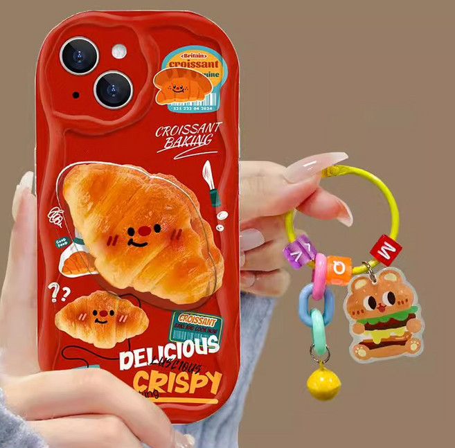 빵 음식 모형 스마트톡 아이폰 16 15 14 13 12 11 pro max 귀여운 키링 실리콘 범퍼 그립 톡홀더 거치대 케이스