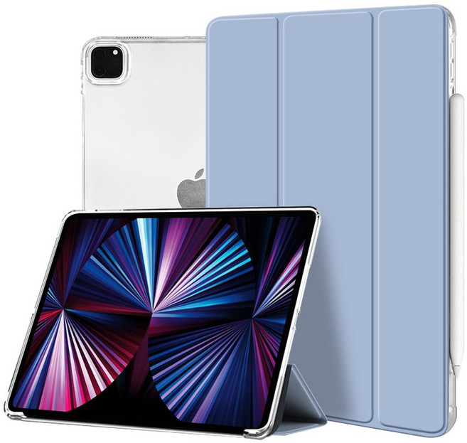 아이엠듀 슬림 반투명 스마트커버 태블릿PC 케이스, 코발트블루