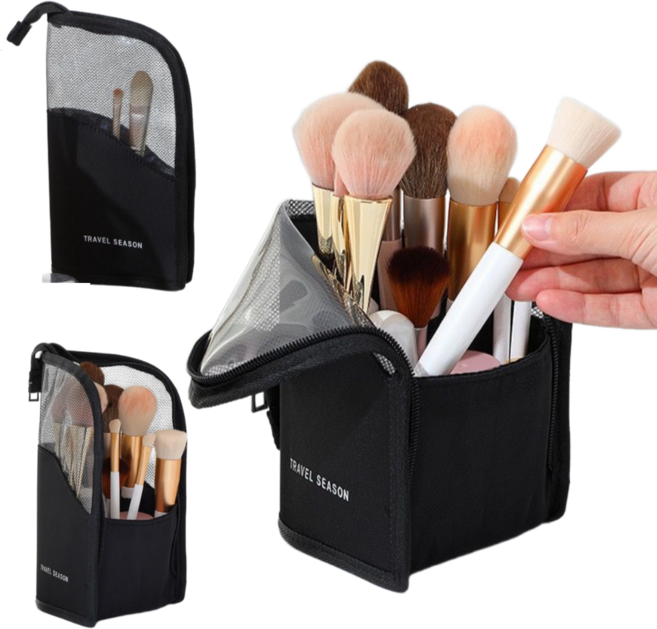 마요네스 브러쉬 파우치 보관함 케이스, 1개, 블랙
