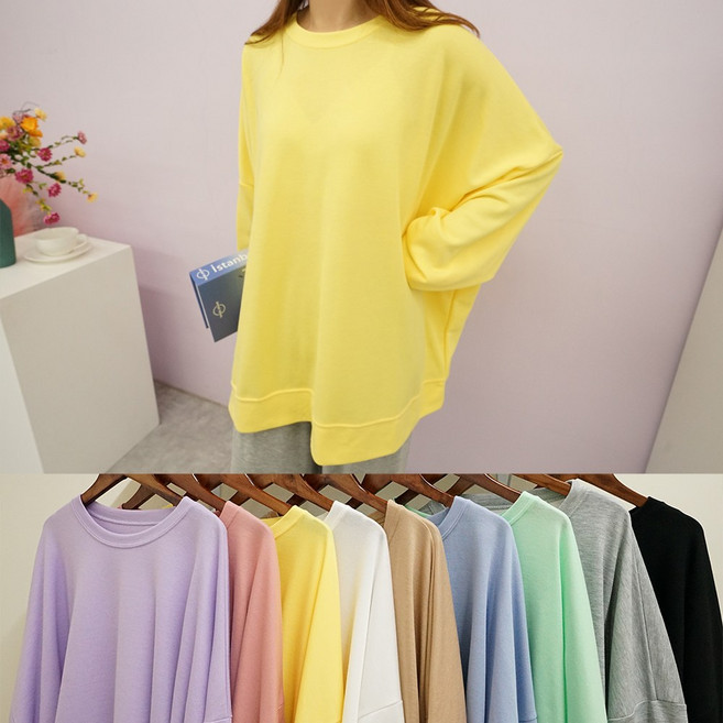 빅걸스토리 빅사이즈 여성 봄신상 라운드 히트 박스 맨투맨