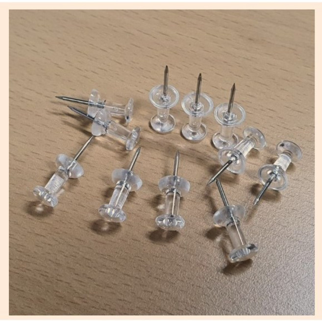 문서고정 게시판 투명압정 메모압정 50p 케이스포함, 2개, 50개입